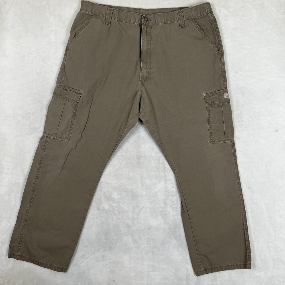 Wrangler Cargo Pants Mens 40x30 Brown Relaxed Fit Ripstop Utility Pockets